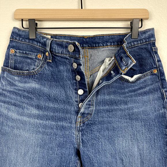 Levi's 501 Straight Leg Denim Jeans Blue Size 29 Button Fly Medium Wash Retro - Picture 8 of 14